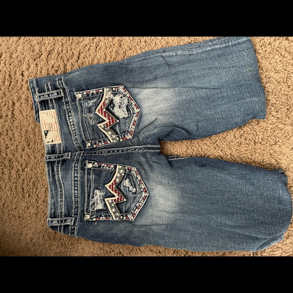 Miss me jeans embroidered American flag